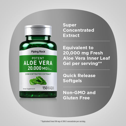 Potent Aloe Vera, 20,000 mg (per serving), 150 Quick Release Softgels Benefits