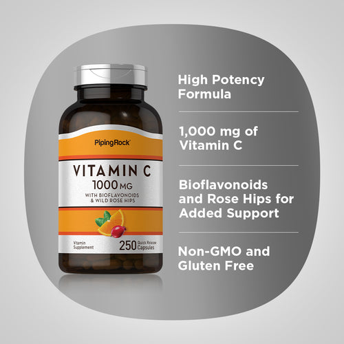 Vitamin C 1000 mg with Bioflavonoids & Rose Hips, 250 Quick Release Capsules Benefits