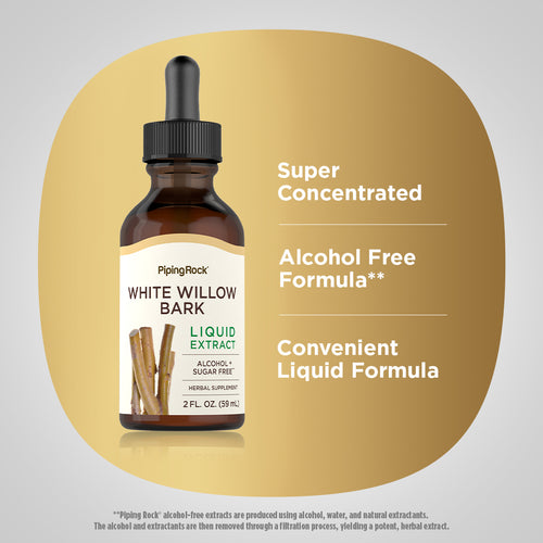 White Willow Bark Liquid Extract Alcohol Free, 2 fl oz (59 mL) Dropper Bottle Benefits