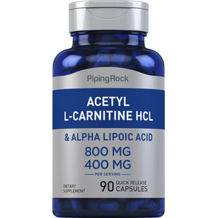 Acetyl L-Carnitine 400 mg & Alpha Lipoic Acid 200 mg, 90 Quick Release Capsules-Bottle