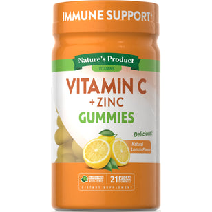 C + Zinc Immune Support Gummies (Natural Lemon), 21 Vegan Gummies