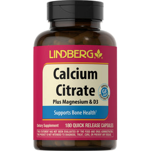 Citrate de Calcium Plus Vitamine D3 & Magnésium 180 Gélules à libération rapide       