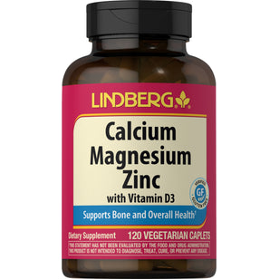 Calcium Magnesium Zinc avec D3 120 Végétarienne Petits comprimés       