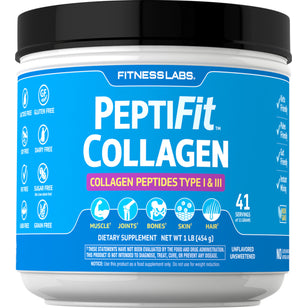 Collagen Peptides Type I & III Powder PeptiFit, 1 lb (454 g) Bottle