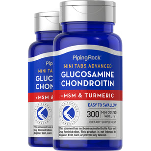 Mini comprimés de Glucosamine Chondroitine MSM Plus,  300 Mini comprimés enrobés 2 Bouteilles