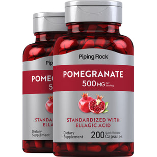 Pomegranate Extract (Standardized), 500 mg (per serving), 200 Quick Release Capsules, 2  Bottles