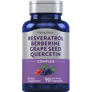 Resveratrol Berberine Grape Seed Quercetin Extract, 90 Quick Release Capsules
