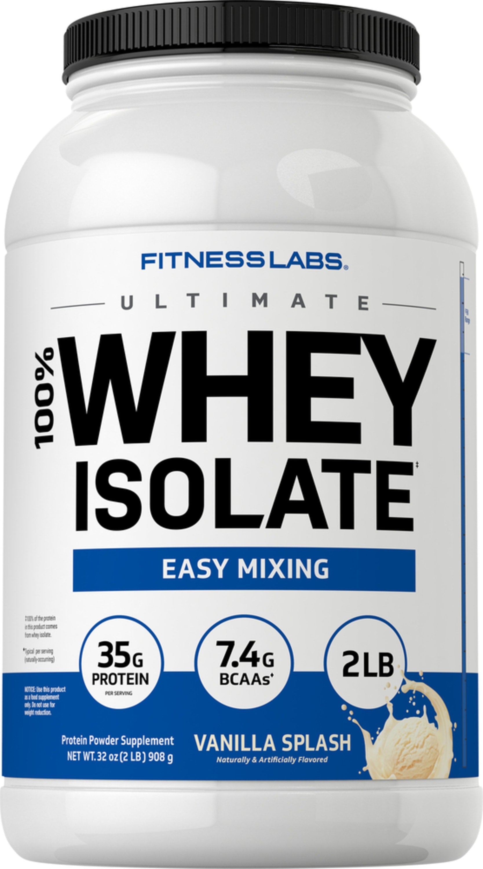 Whey Protein Isolate (Unflavored & Unsweetened), 2 lb (908 g) Bottle |  PipingRock Health Products