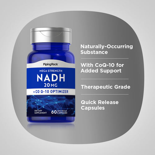 Mega Strength NADH + CoQ10 Optimizer, 20 mg, 60 Quick Release Capsules Benefits