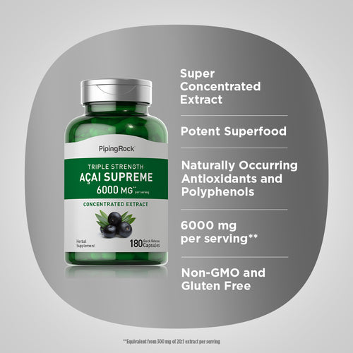 Triple Strength Acai Supreme, 6000 mg (per serving), 180 Quick Release Capsules Benefits