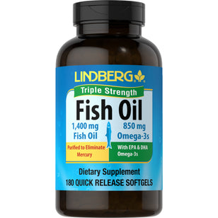 Fish Oil Triple concentration (900 mg d'oméga-3 actifs) 1400 mg 180 Capsules molles à libération rapide     