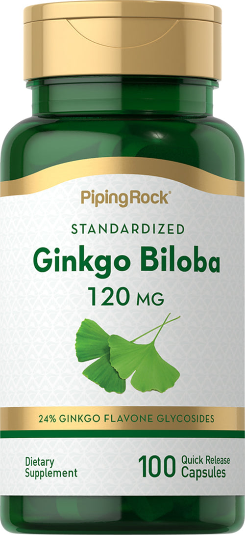 Ginkgo Biloba Standardized Extract, 120 mg, 100 Quick Release Capsules Bottle