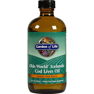 Olde World Icelandic Cod Liver Oil Liquid (Lemon Mint), 8 fl oz (236 mL) Bottle