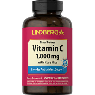 Vitamine C 1 000 mg avec bioflavonoïdes et églantier - Libération lente 250 Comprimés végétaux       