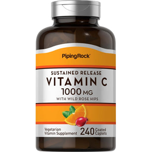 Vitamine C 1000mg avec bioflavonoïdes et églantier - Libération lente 240 Petits comprimés enrobés       