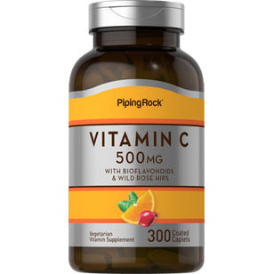 Vitamine C 500mg avec bioflavonoïdes et églantier 300 Petits comprimés enrobés       