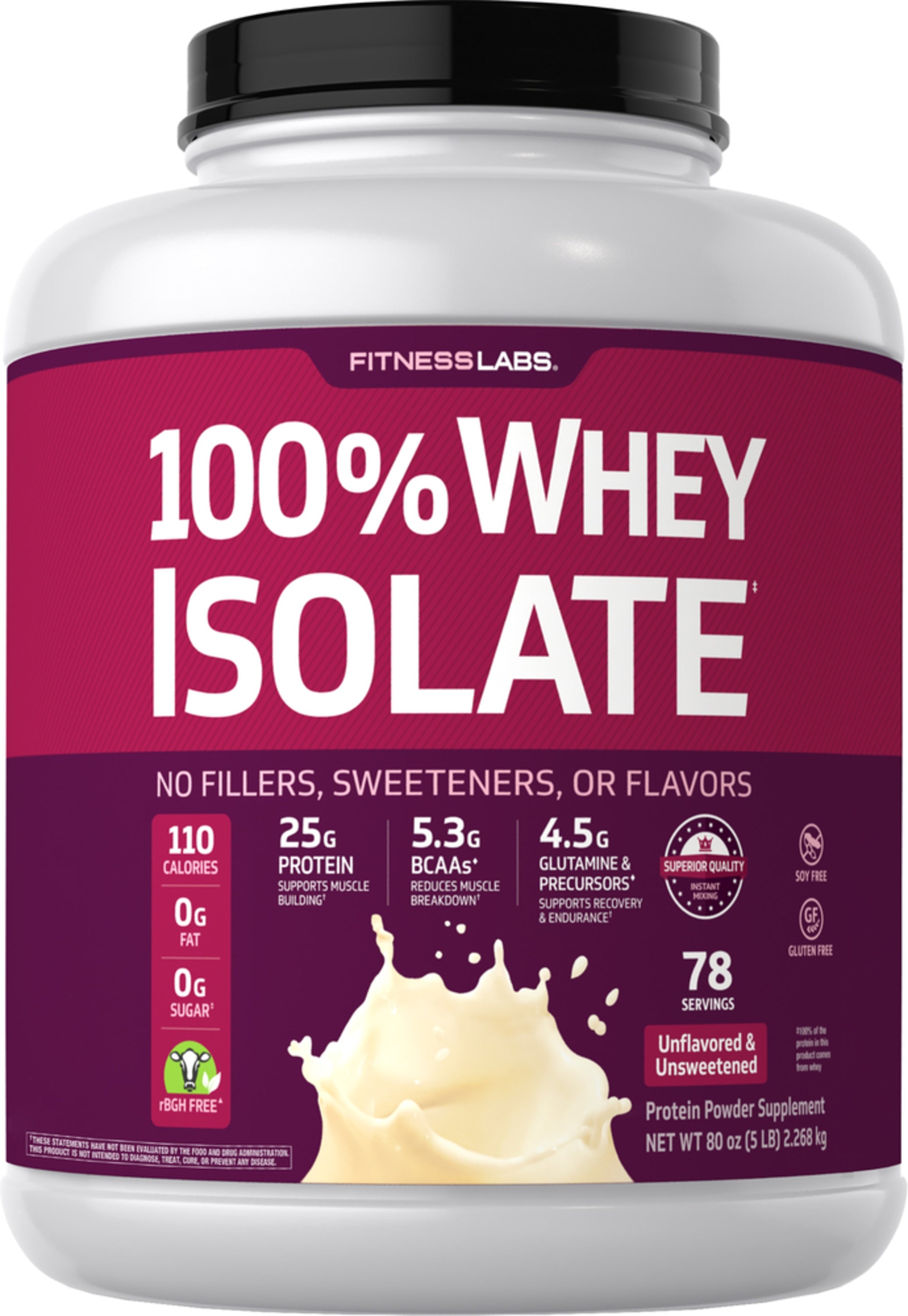 Unflavored Whey Protein Isolate Powder - 5 lb