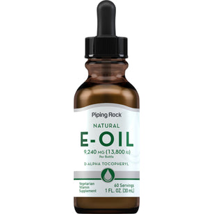 Huile de vitamine E 100 % naturelle -  13,650 IU 1 onces liquides 30 mL Compte-gouttes en verre  