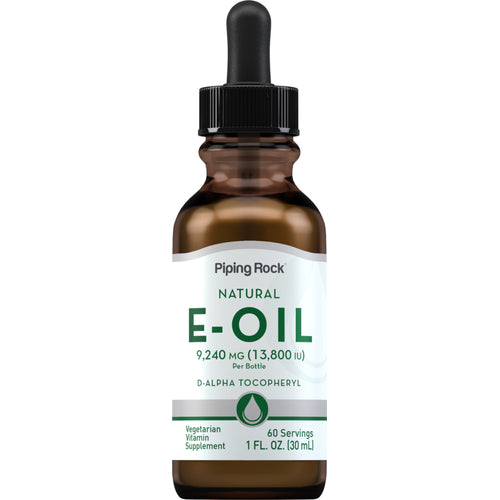 Huile de vitamine E 100 % naturelle -  13,650 IU 1 onces liquides 30 mL Compte-gouttes en verre  
