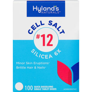 ＃12 Silicea 6X Cell Salt - 順勢療法配方用於皮膚疹，脆弱的頭髮和指甲 100 錠劑        