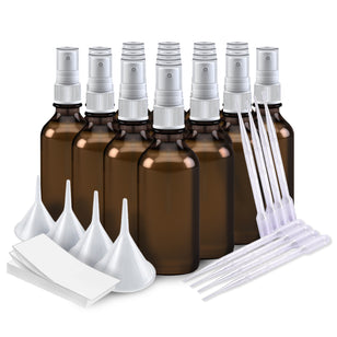Mengset voor essentiële oliën 20 - 1-ons sprayflessen, labels, pipetten en trechters
