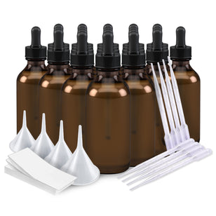 Blandningssats för eteriska oljor 20 - 2-uns droppflaskor, etiketter, pipetter och tunnor