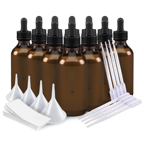Kit 20 zum Mischen von ätherischen Ölen - 60 ml Tropfflaschen, Etiketten, Pipetten & Trichter