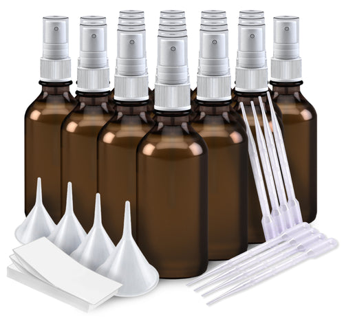 Kit 20 zum Mischen von ätherischen Ölen - 60 ml Tropfflaschen, Etiketten, Pipetten & Trichter
