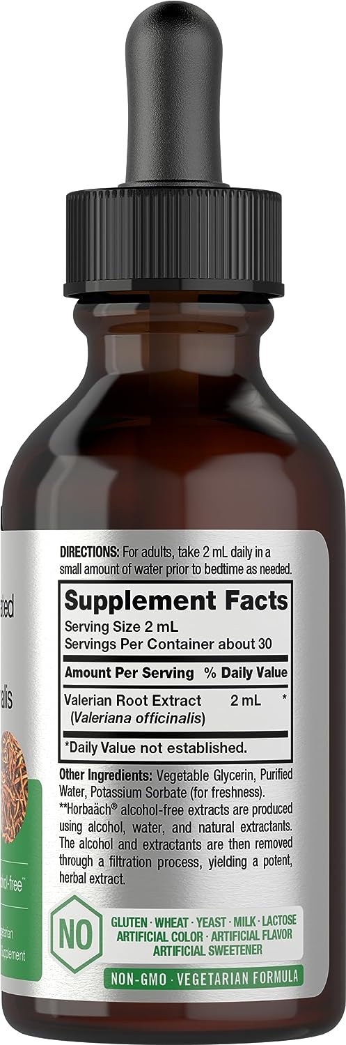 Valerian Root Liquid Extract Alcohol Free, 2 fl oz (59 mL) Dropper Bottle