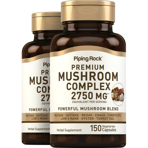 8 Mushroom Complex, 2750 mg (per serving), 150 Vegetarian Capsules, 2  Bottles