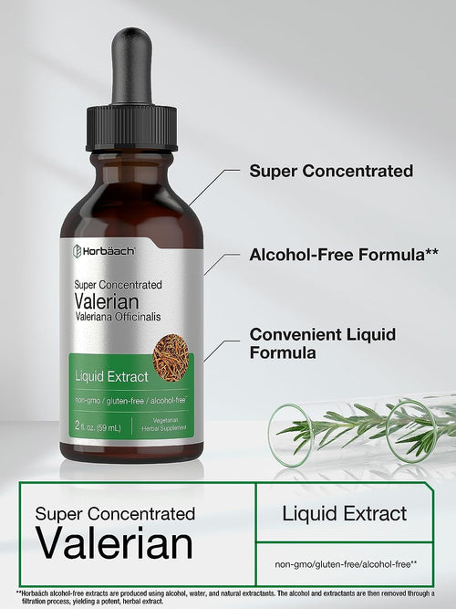 Valerian Root Liquid Extract Alcohol Free, 2 fl oz (59 mL) Dropper Bottle