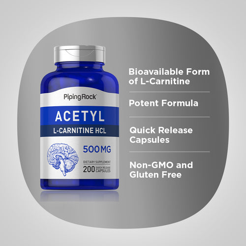 Acetyl L-Carnitine, 500 mg, 200 Quick Release Capsules-Benefits
