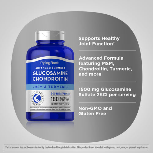 Advanced Double Strength Glucosamine Chondroitin MSM Plus Turmeric, 180 Coated CapletsAdvanced Double Strength Glucosamine Chondroitin MSM Plus Turmeric, 180 Coated Caplets Benefits