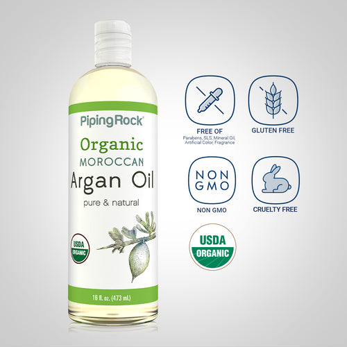Argan Oil Pure Moroccan Liquid Gold (Organic), 16 fl oz (473 mL) Bottle dietary attributes