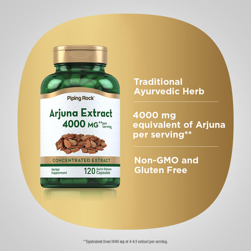 Arjuna Standardized Extract, 4000 mg (per serving), 120 Quick Release Capsules Benefits