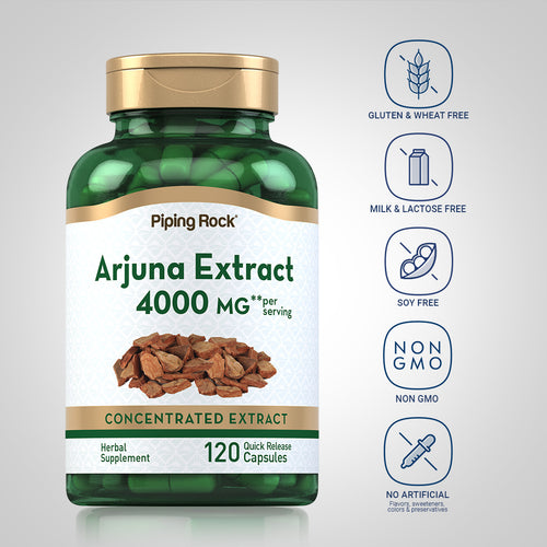 Arjuna Standardized Extract, 4000 mg (per serving), 120 Quick Release Capsules Dietary Attributes