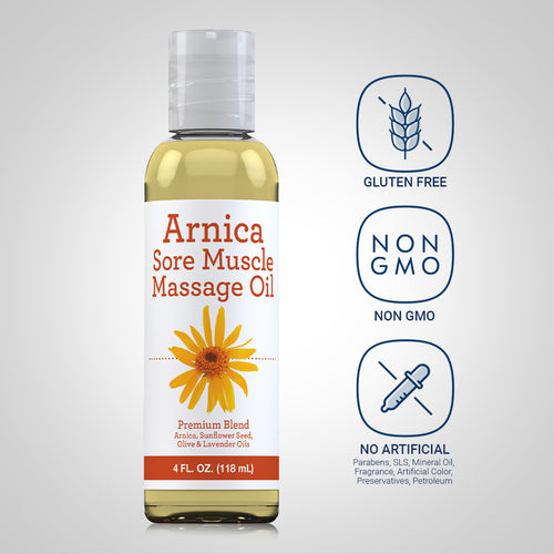 Arnica Massage Oil, 4 fl oz (118 mL) Bottle Attributes