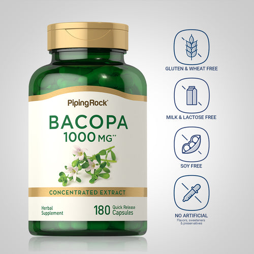 Bacopa Monnieri, 1000 mg (per serving), 180 Quick Release Capsules Dietary Attribute