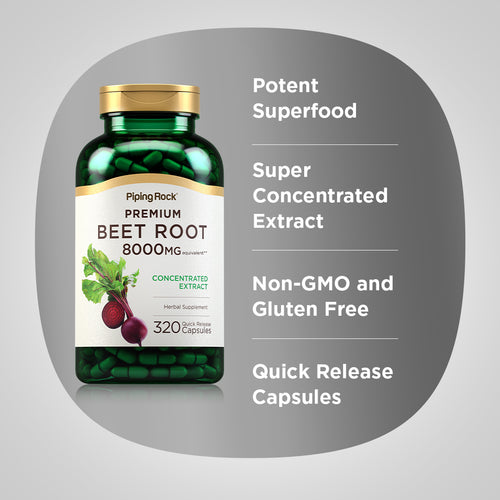 Beet Root Concentrated Extract, 8000 mg, 320 Quick Release Capsules Benefits