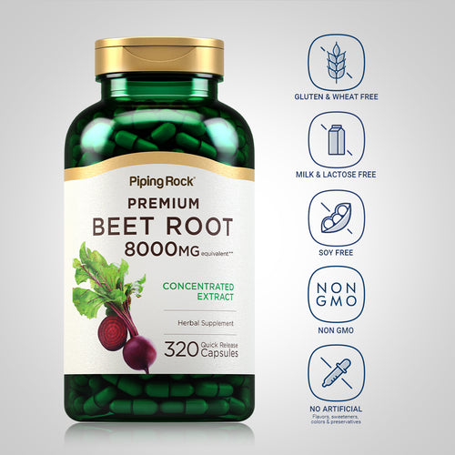 Beet Root Concentrated Extract, 8000 mg, 320 Quick Release Capsules Dietary Attributes