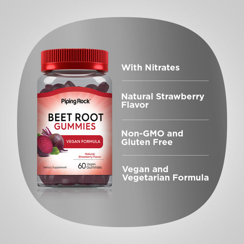 Beet Root (Natural Strawberry) Gummies, 60 Vegan Gummies Benefits