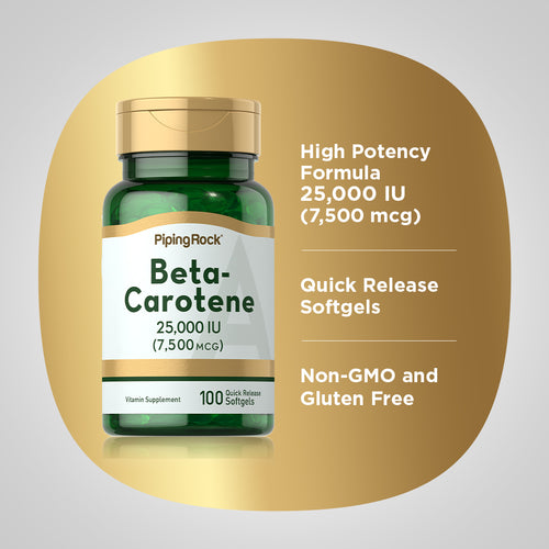 Beta Carotene (Vitamin A), 25,000 IU, 100 Quick Release Softgels Benefits