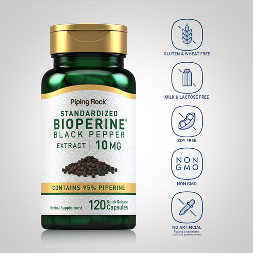 BioPerine Black Pepper Extract, 10 mg, 120 Quick Release Capsules Dietary Attributes