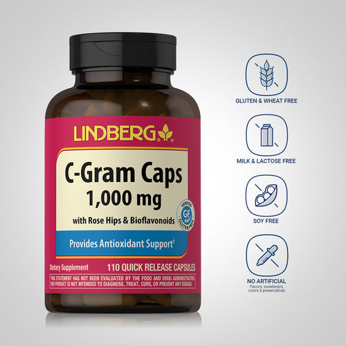 C-Gram 1000 mg with Rose Hips & Bioflavonoids, 110 Quick Release Capsules Dietary Attributes
