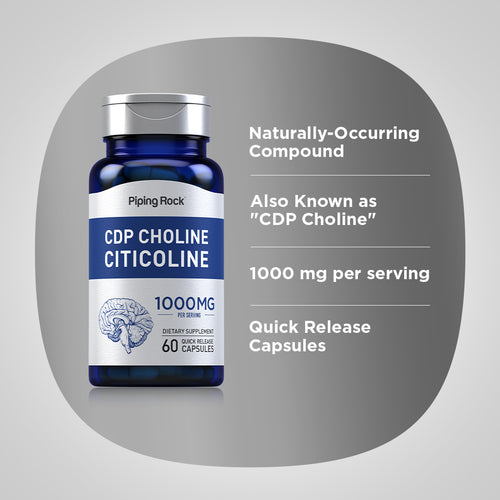 CDP Choline Citicoline, 1000 mg (per serving), 60 Quick Release Capsules Benefits