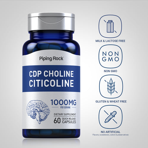 CDP Choline Citicoline, 1000 mg (per serving), 60 Quick Release Capsules Dietary Attributes
