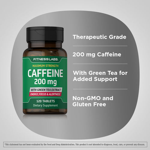 Caffeine 200 mg with Green Tea Extract, 120 Tablets Benefits