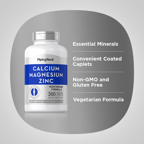 Calcium Magnesium Zinc (Cal 1000mg/Mag 400mg/Zn 15mg) (per serving), 300 Coated Caplets Benefits
