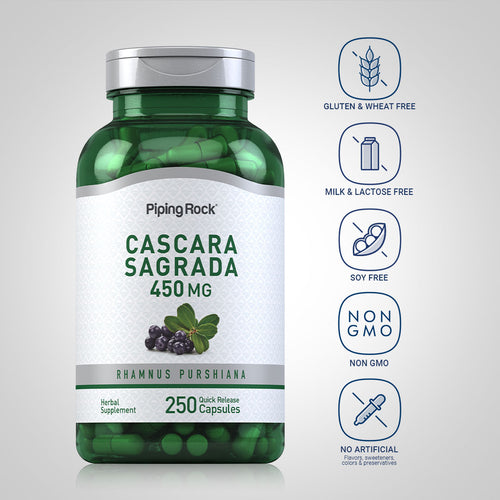 Cascara Sagrada, 450 mg, 250 Quick Release Capsules Dietary Attributes 