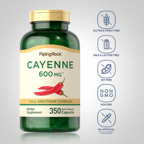 Cayenne, 600 mg, 350 Quick Release Capsules Dietary Attributes